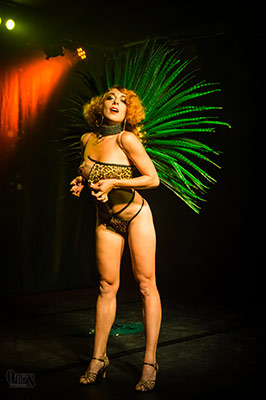 Impression of Yazz Dancer at the 14th edition of the Blue Moon Cabaret at the Blue Collar Hotel in Eindhoven - the Decadent Burlesque Soirée is produced by Boudoir Noir Production